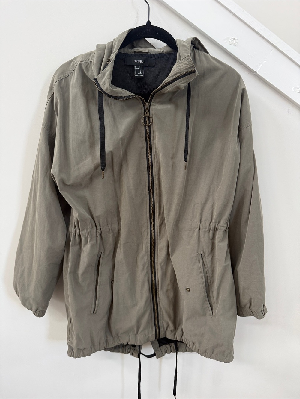 Forever 21 Men's Hooded Anorak Jacket - Olive
